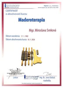 Certifikát - Maderoterapia